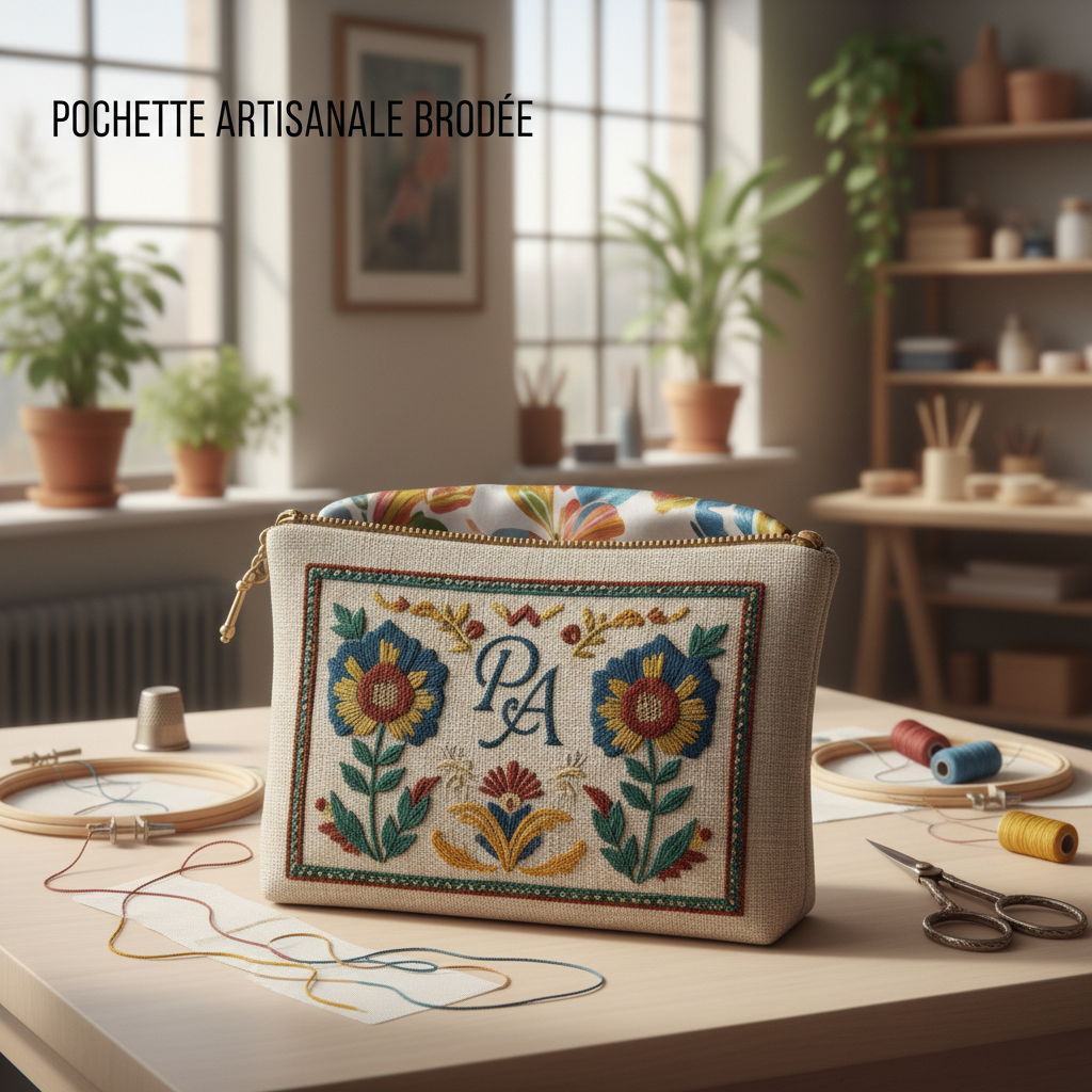pochette artisanale brodée